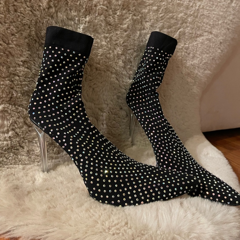 Rhinestone Sock Booties NWOT - Picture 4 of 6